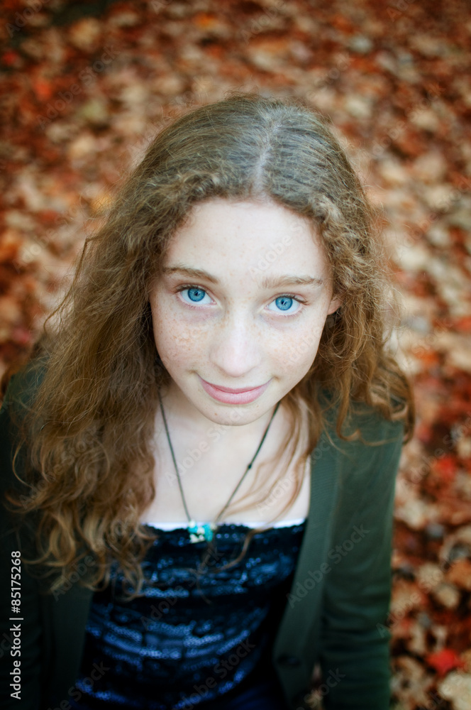 teen girl outdoors in fall teen girl outdoors in fall
