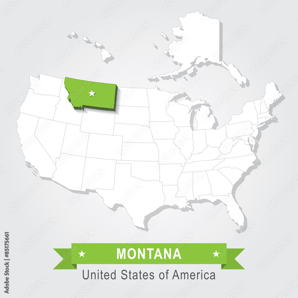 Montana State. USA administrative map.