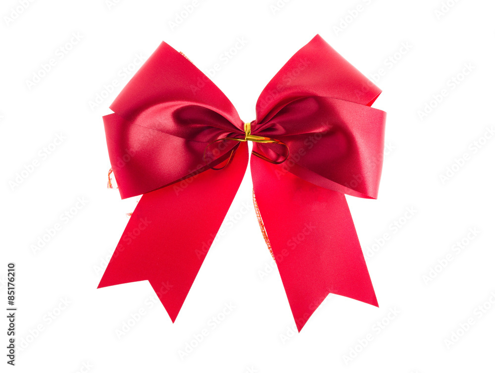 Red satin gift bow. Ribbon. Isolated on white Red satin gift bow. Ribbon. Isolated on white