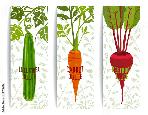 Healthy Juices Design Collection on White with Vegetables