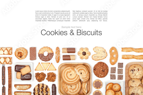 cookies and biscuits on white background