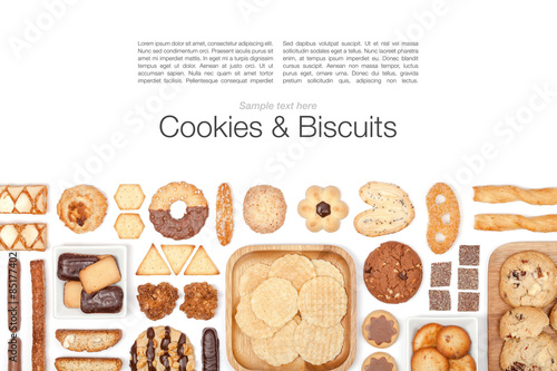 cookies and biscuits on white background