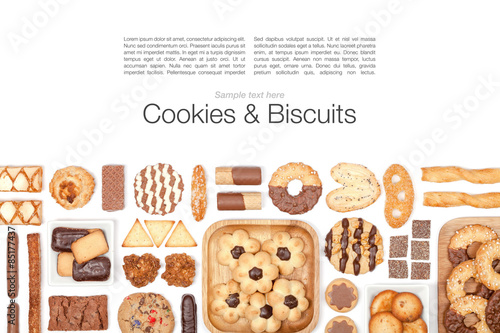 cookies and biscuits on white background