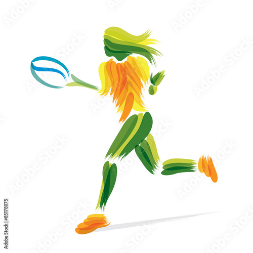 abstract tennis player design  brush stroke vector
