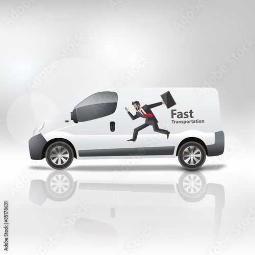 White delivery van vector illustration