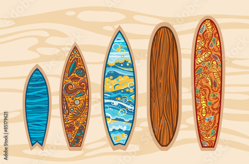 Vector set of surfboards.