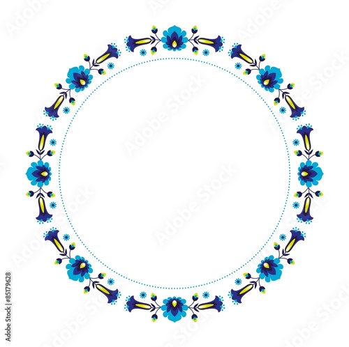 blue folk flower frame
