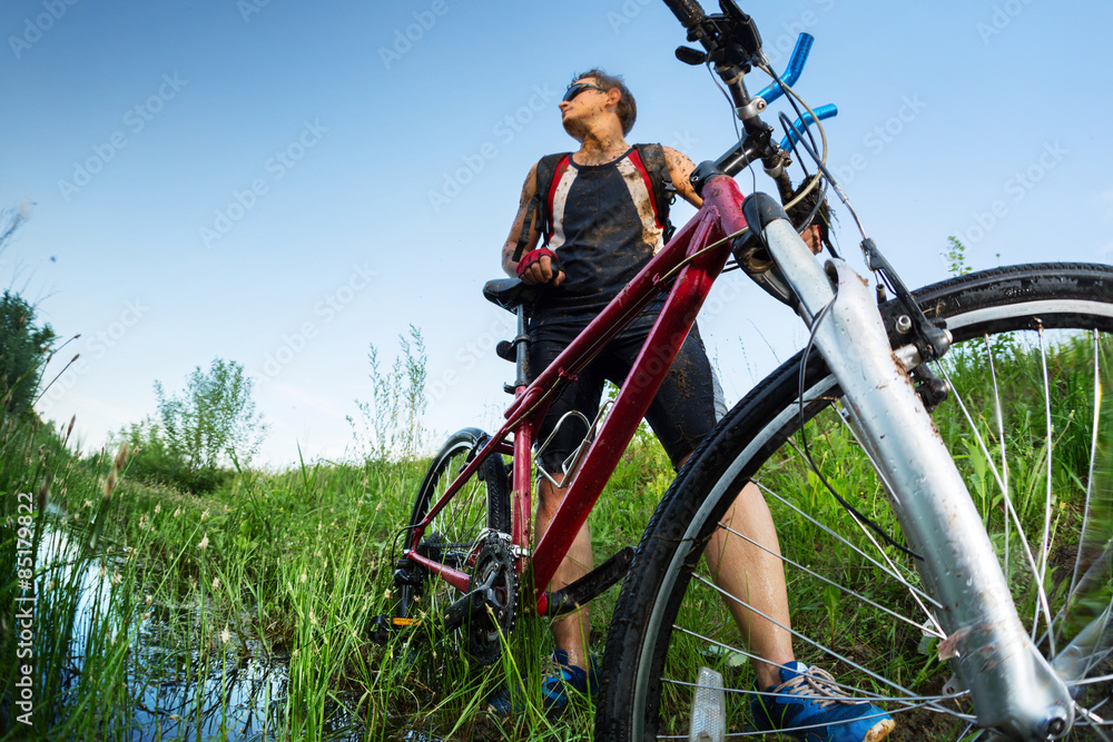 Fototapeta premium Young man in the swamp