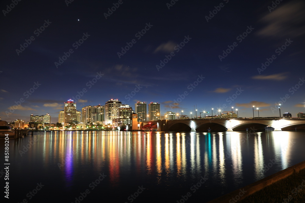 West Palm Beach skyline at night