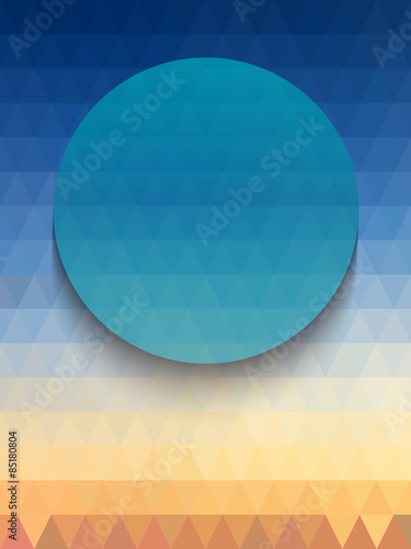 Blue circle on light orange triangles background