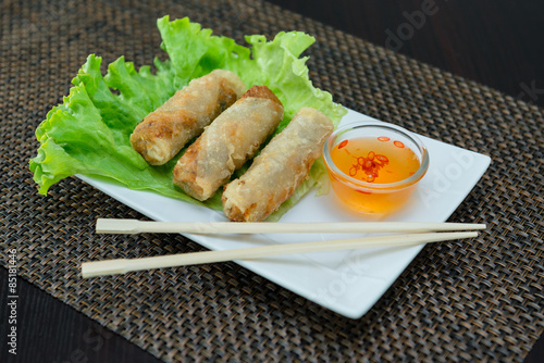 Nems frit et sauce piquante