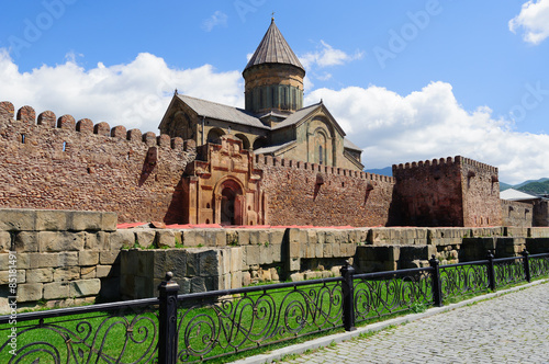 Wall of the Svetitskhoveli Cathedral, a Georgian Orthodox cathed photo