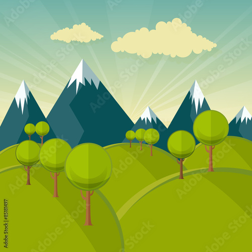 Modern vector flat landscape illustration