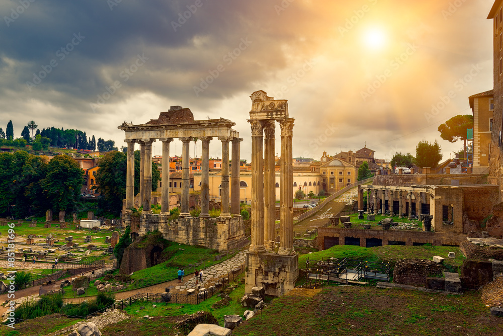 Temple of Saturn and Forum Romanum in Rome, Italy
