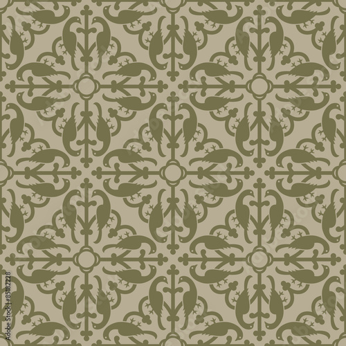 Beige seamless background. Royal elements in a gothic style. Ornament for a tiles and mosaics. Pattern for wallpaper and textile. Editable vector file.
