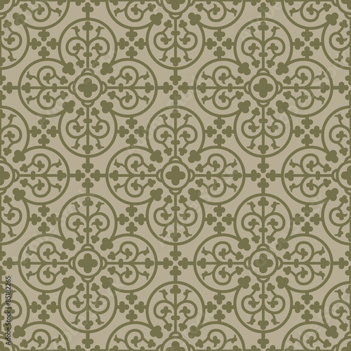 Beige seamless background. Royal elements in a gothic style. Ornament for a tiles and mosaics. Pattern for wallpaper and textile. Editable vector file.