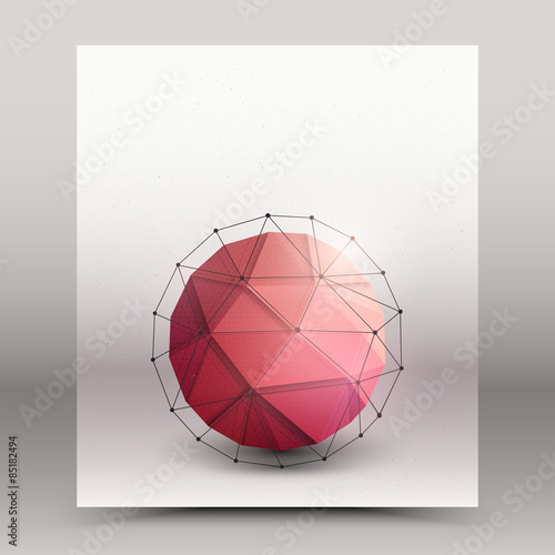 Abstract 3d vector technology orb with wireframe structure background. Digital business abstract vector background. Flayer, brochure, card vector design. Abstract vector wallpaper. Science background