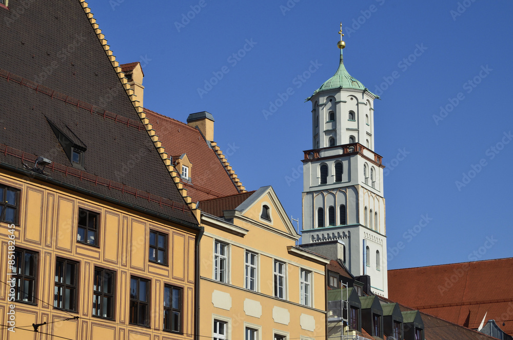 Turm der Moritzkirche und Fuggerhaus, Augsburg