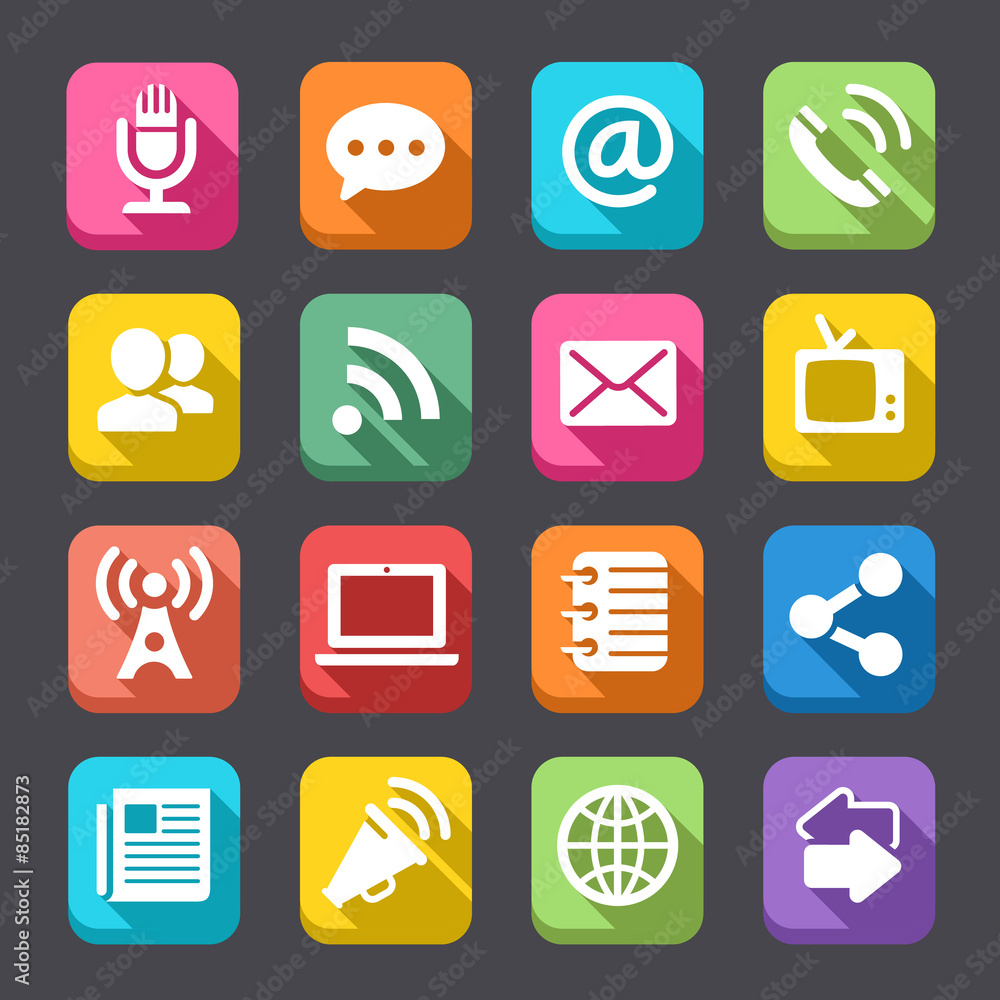 Vector Flat Communication Icon Set Vector Flat Communication Icon Set