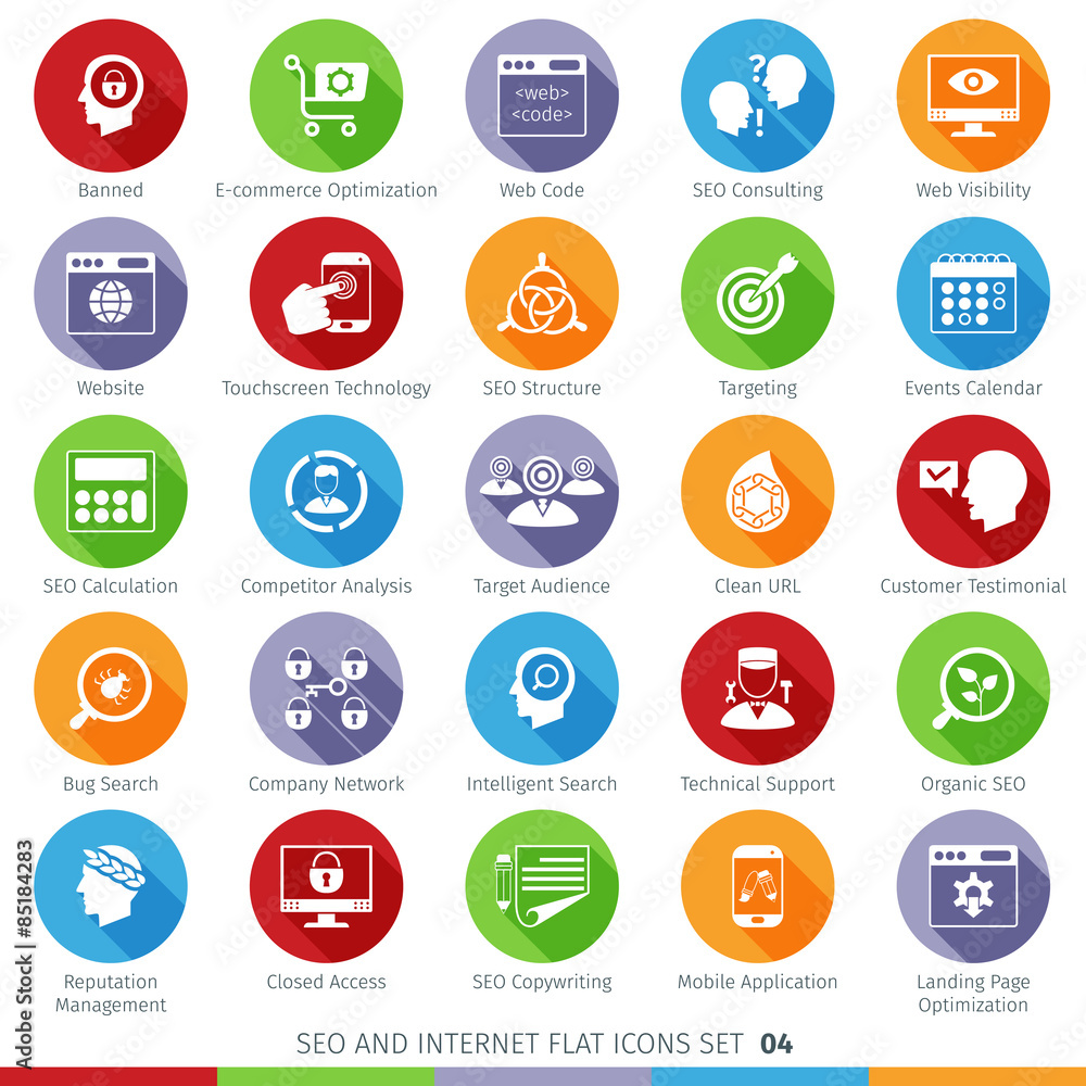 SEO Internet And Development Long Shadow Flat Icon Set 04 SEO Internet And Development Long Shadow Flat Icon Set 04