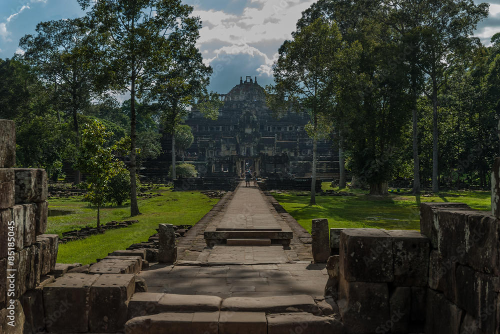 general sight of the oriental gopura of the exterior enclosure of the baphuon in the archaeological angkor thom place in siam reap, cambodia