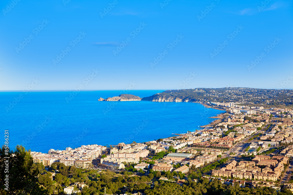 Javea Xabia aerial skyline with port in Alicante