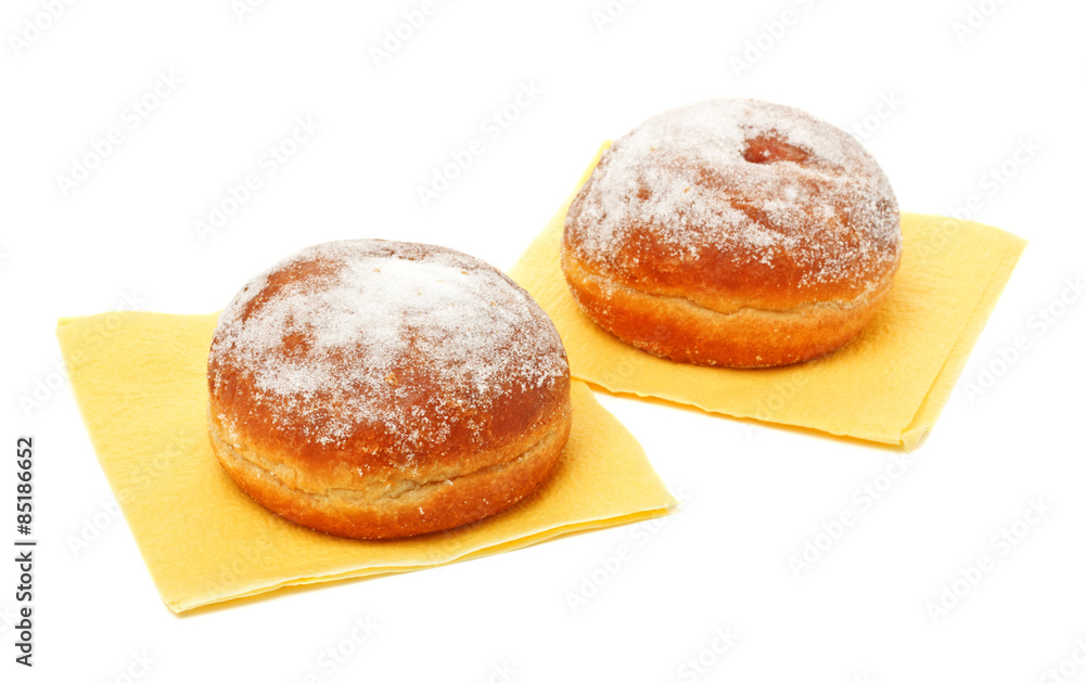 two donuts in powdered sugar two donuts in powdered sugar
