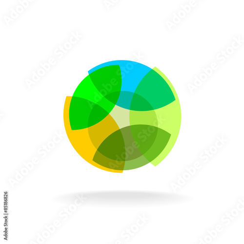 Abstract colorful flower natural logo template. Round shape. Tra