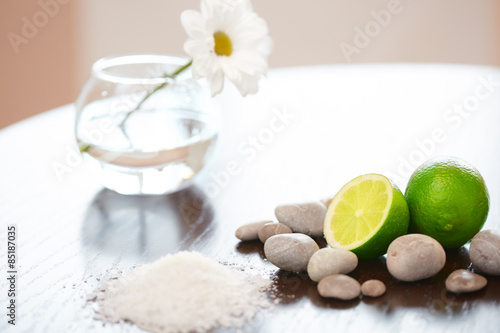 Spa composition. Salt Lime Flower and Stones. Body scrub.