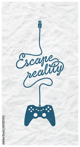 Gamepad with Cable in the Shape of a Text Message on Textured Paper Background