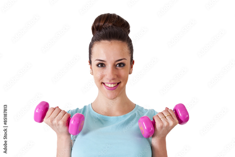 girl with dumbbells girl with dumbbells