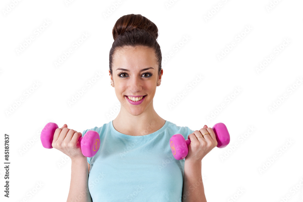 girl with dumbbells girl with dumbbells