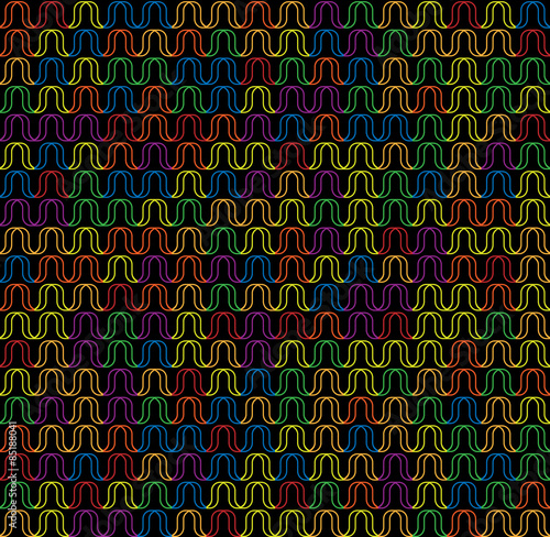 Wavy seamless pattern. Color ribbon outlines.