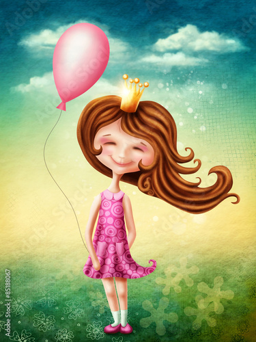 Obraz Mała wróżka dziewczyna z balonem
