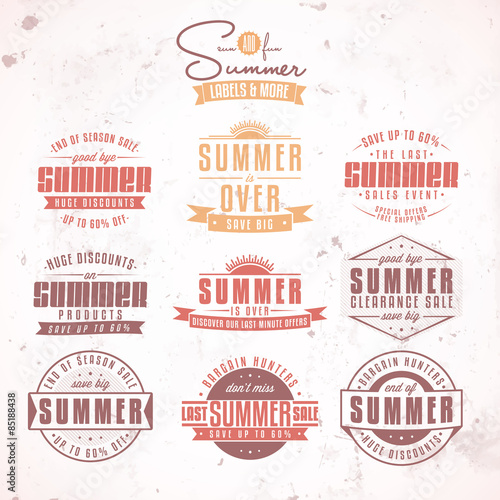 Collection of summer sales related vintage labels