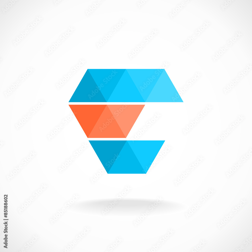E letter logo template. Color triangles style. E letter logo template. Color triangles style.