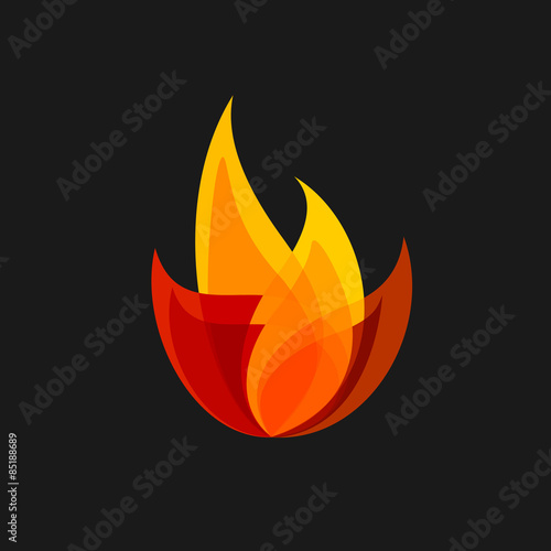 Fire vector sign. Colorful flame logo template.