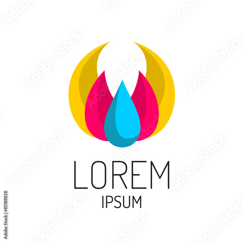 Water drop with color fluids logo template. Extraction sign.