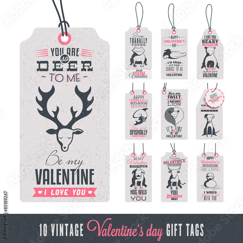 Collection of 10 Vintage Valentine's Day Related Gift Tags