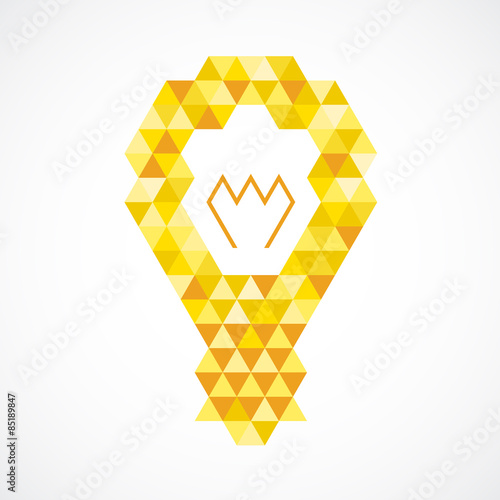 Light bulb creative idea concept. Orange and yellow triangles pa