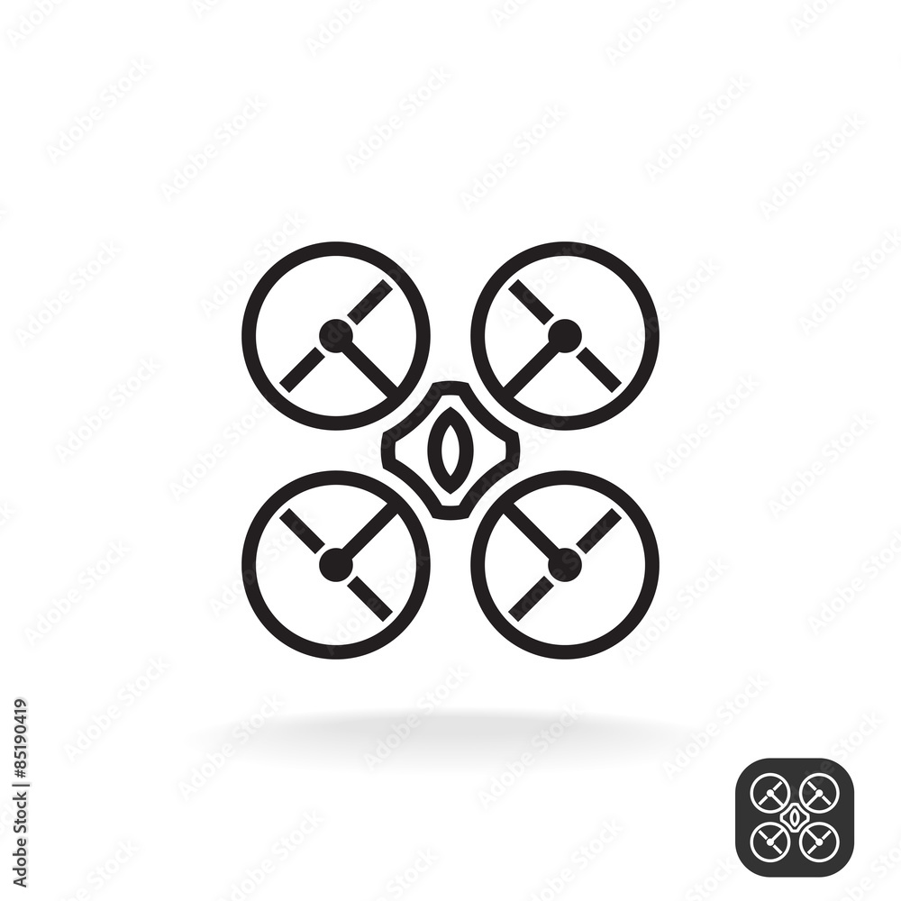 Quadrocopter simple monochrome vector icon. Quadrocopter simple monochrome vector icon.