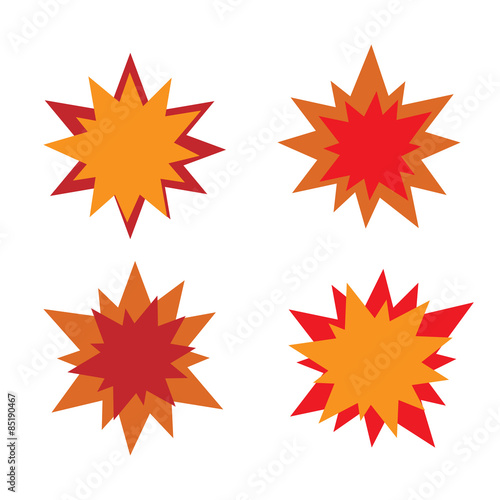 Burst star icons. Red and orange.