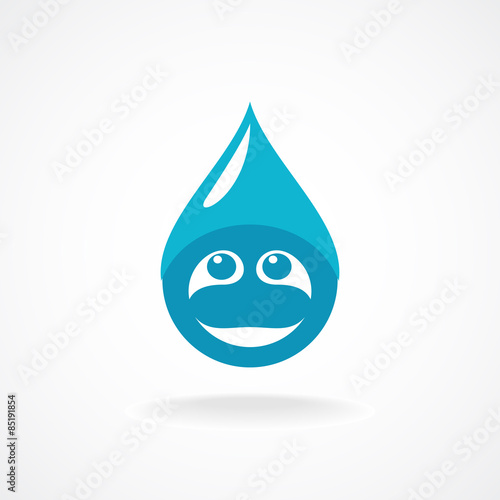 Water drop with fun face logo template