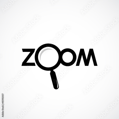 Zoom icon with letters. Magnifying glass are separate object.