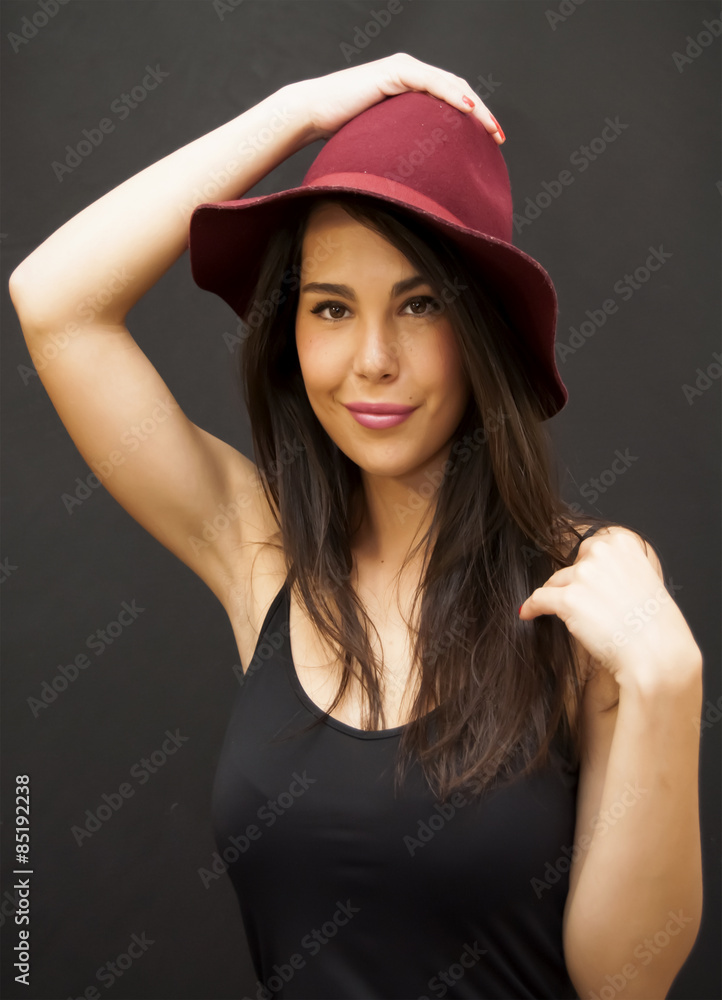 Beautiful Woman With Red Hat Beautiful Woman With Red Hat