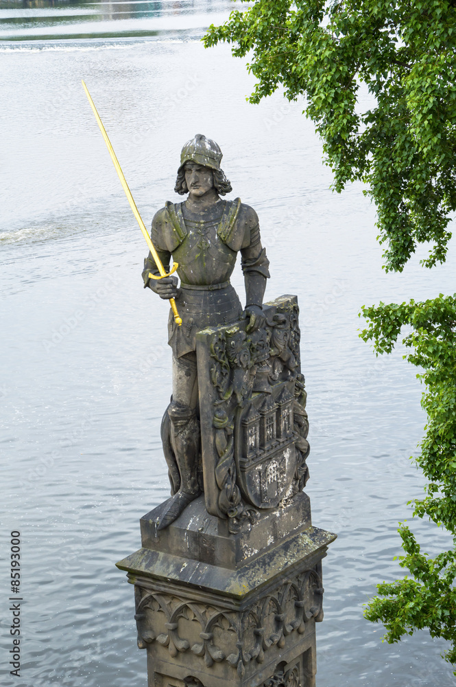 Fototapeta premium The statue of the knight Bruncvik, Charles bridge, Prague