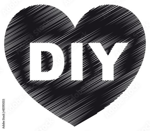DIY – DO IT YOURSELF, Heart, Drawing, Graphic, Vector, Isolated