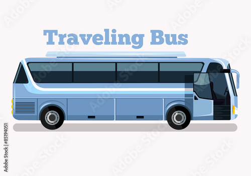Travel bus vector flat illustration