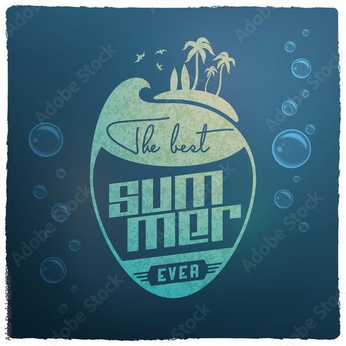 Summer Holidays Related Vintage Style Label with Water Bubbles