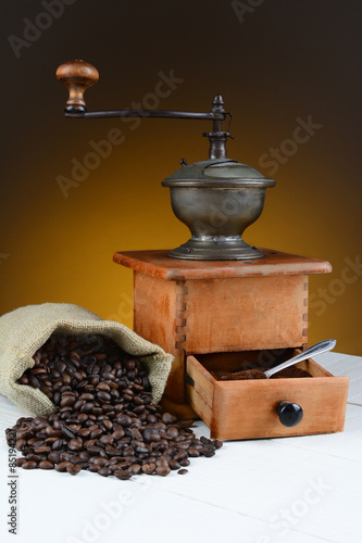 Coffee Bean Still Life with Grinder